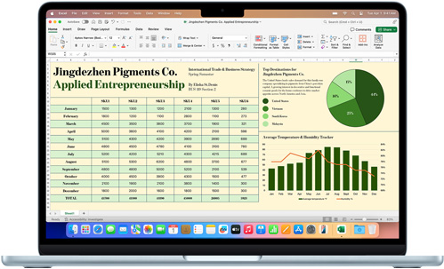 MacBook Air 屏幕上顯示 Microsoft Excel app