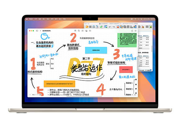 MacBook Air 屏幕上顯示兩個(gè)打開(kāi)的軟件。
