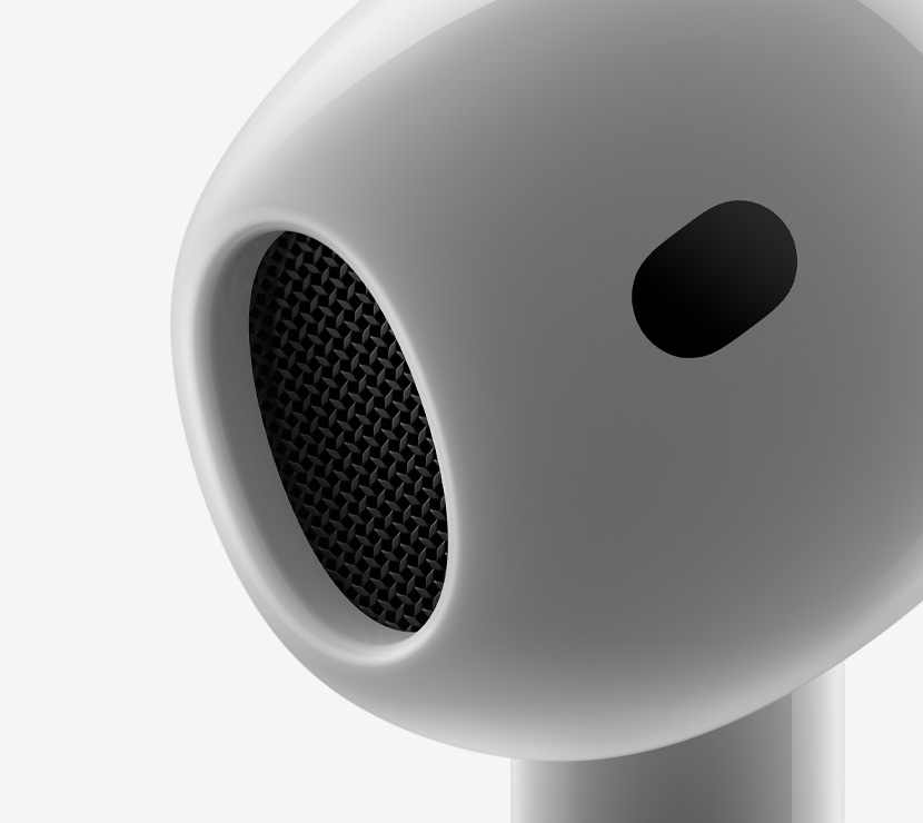 AirPods 4 錐形入耳部分的特寫。