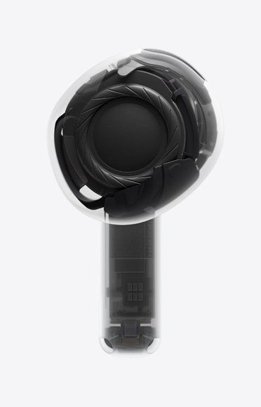 單只 AirPod 4，耳機柄內(nèi)配備 H2 芯片。