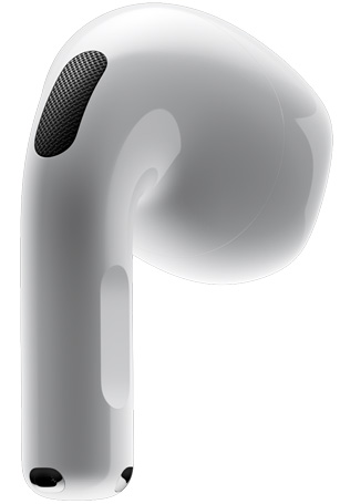 AirPods 4，展示 AirPods 4 的背面視圖，配有橫線指向“耳機柄帶力度感應(yīng)器”文字。