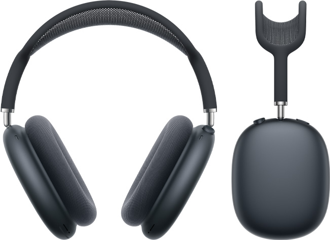 午夜色 AirPods Max 的正面圖和側(cè)面圖