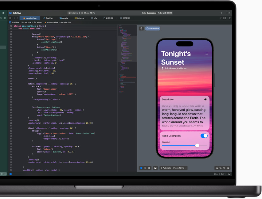 MacBook Pro 屏幕上顯示 Xcode