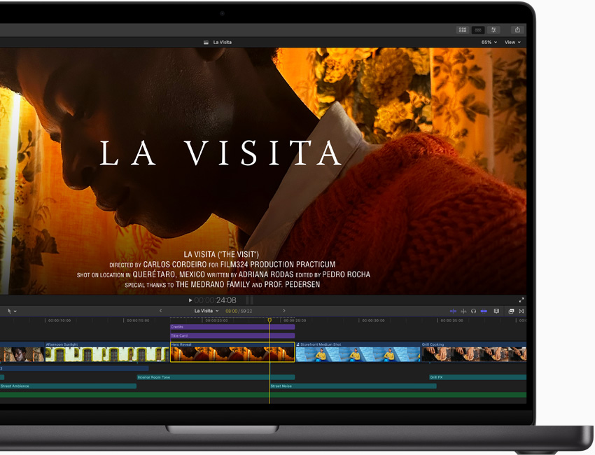 MacBook Pro 屏幕上顯示 Final Cut Pro