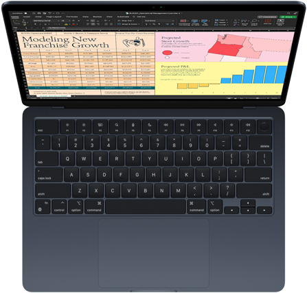 MacBook Air 屏幕上顯示 Microsoft Excel