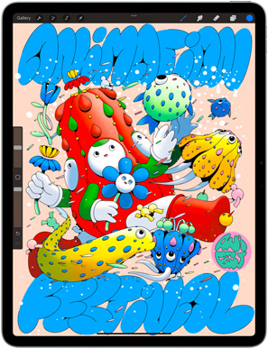 iPad Air 屏幕上顯示 Procreate app
