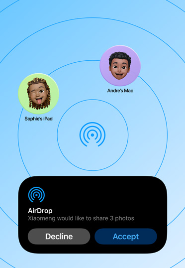 打開 AirDrop 的 Mac 臺式機.