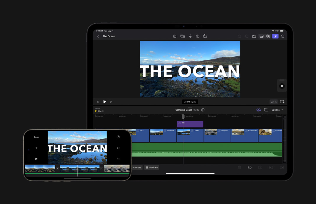 在 iPad 版 Final Cut Pro 中打開 iOS 版 iMovie 剪輯項目，以進行修飾潤色。